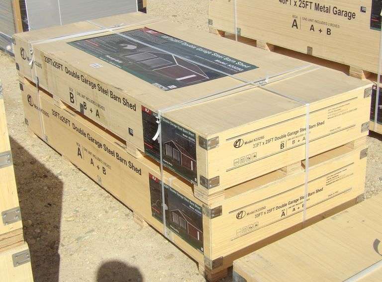 E-483 Double Garage Steel Barn Shed 33' x 25'