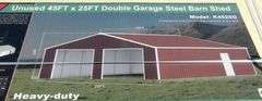 E-479 Double Garage Steel Barn Shed 45' x 25'