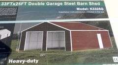 E-483 Double Garage Steel Barn Shed 33' x 25'
