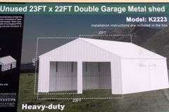 E-463 Double Garage Metal Shed 23' x 22'