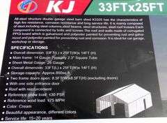 E-462 Double Garage Steel Barn Shed 33' x 25'