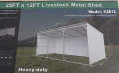 E-464 Livestock Metal Shed 25' x 12'