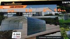 E-260 Land Honor 20'x20' Steel Carport