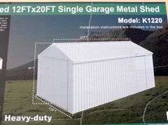 E-473 Single Garage Metal Shed 12' x 20'