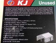 E-475 Double Garage Metal Shed 23' x 22'