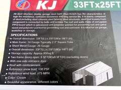 E-461 Double Garage Steel Barn Shed 33' x 25'