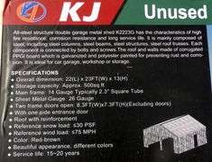 E-478 Double Garage Metal Shed 23' x 22'