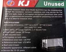 E-474 Livestock Metal Shed 20' x 12'