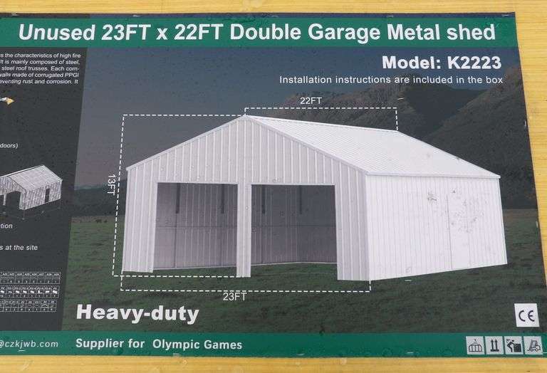 P-254  Double Garage Metal Shed
