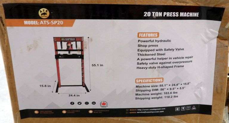 P-472  20 Ton Shop Press