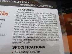 P-494  Wolverine Skid Steer Hydraulic Pallet Forks