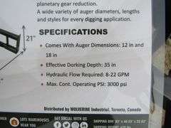 P-455  Wolverine Skid Steer Auger