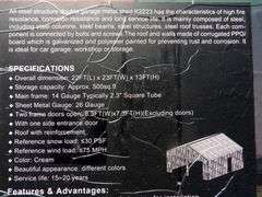 U-284 UNUSED Double Garage Metal Shed