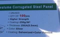 U-315 UNUSED Corrugated Metal Panels
