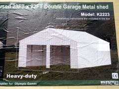 U-287 UNUSED Double Garage Metal Shed