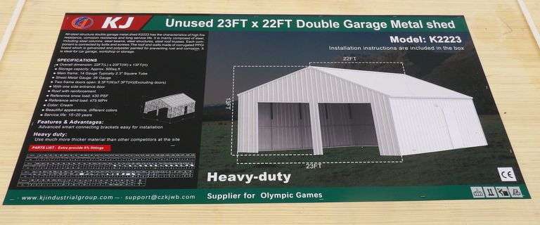 B-157  KJ Double Garage Metal Shed 23'x22'