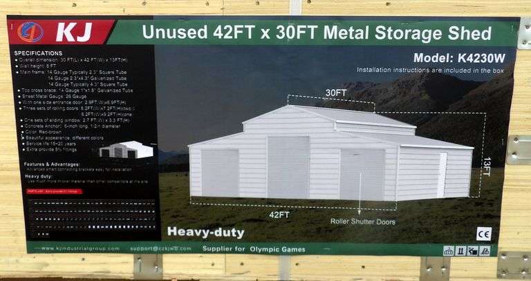 B-143  KJ Metal Storage Shed 42'x30'