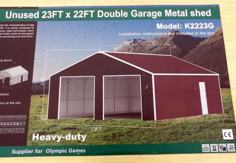 B-148 KJ Double Garage Metal Shed 23'x22'