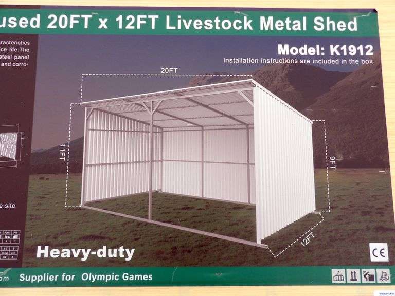 B-140 KJ Livestock Metal Shed 20'x12'
