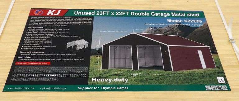 B-148 KJ Double Garage Metal Shed 23'x22'