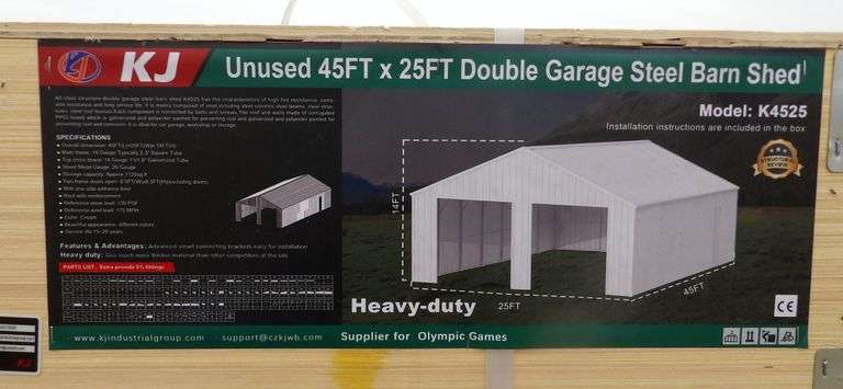 B-150  KJ Double Garage Metal Shed 45'X25'
