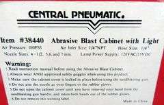 B-350  Central Pneumatic Sand Blast Cabinet