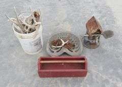 B-1028  Yard Art + Bird House + Antlers