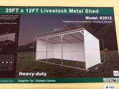 B-141 KJ Livestock Metal Shed 25'x12'