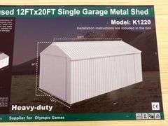 B-164  KJ Single Garage Metal Shed 12'x20'