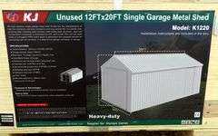 B-164  KJ Single Garage Metal Shed 12'x20'