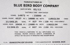 B-201 2013 Bluebird School Bus