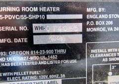 B-1222 England Stove Works Pellet Stove