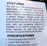 H-848 Wolverine Skid Steer Post Driver