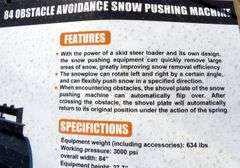 H-845  Wolverine Skid Steer Snow Plow