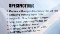 H-856 Wolverine Skid Steer Auger