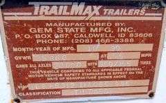 A-104 1990 Trail Max Equipment Trailer