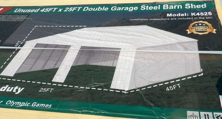 A-488 Unused 45' x 25' Double Garage Steel Barn