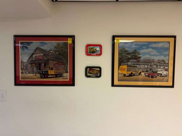 Coca-Cola Framed Pictures + 2 Small Tins