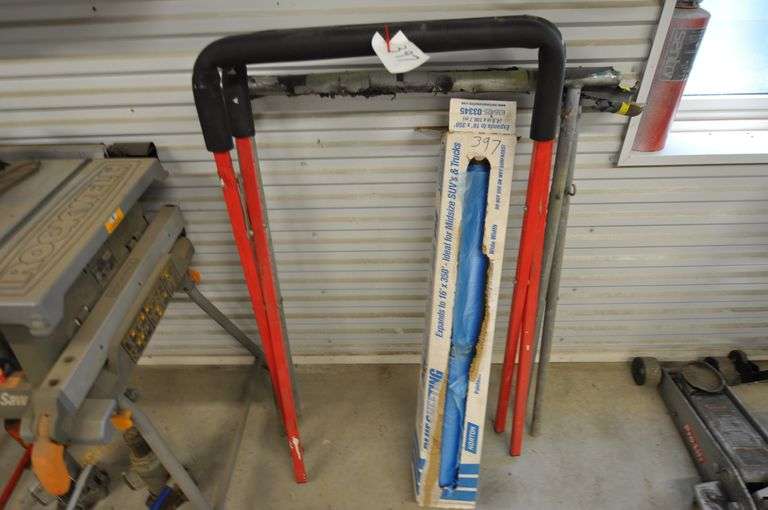 (2) Folding Padded Prep Stands + Part Roll Blue Sheeting