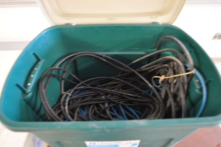 Medium Tote of Misc Extension Cords