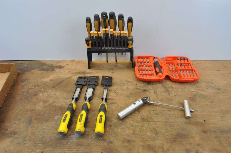 Assorted Screwdrivers, Chisels & Driver Kit