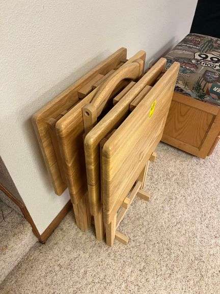 (4) Wood TV Trays on Stand