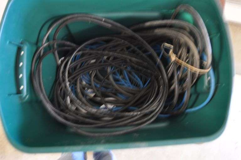 Medium Tote of Misc Extension Cords