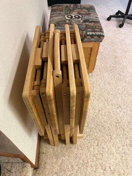 (4) Wood TV Trays on Stand