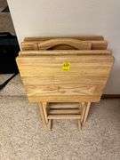 (4) Wood TV Trays on Stand