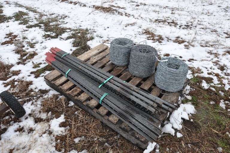 (20) New 5.5' Steel Posts + (3) NEW Rolls Barb Wire