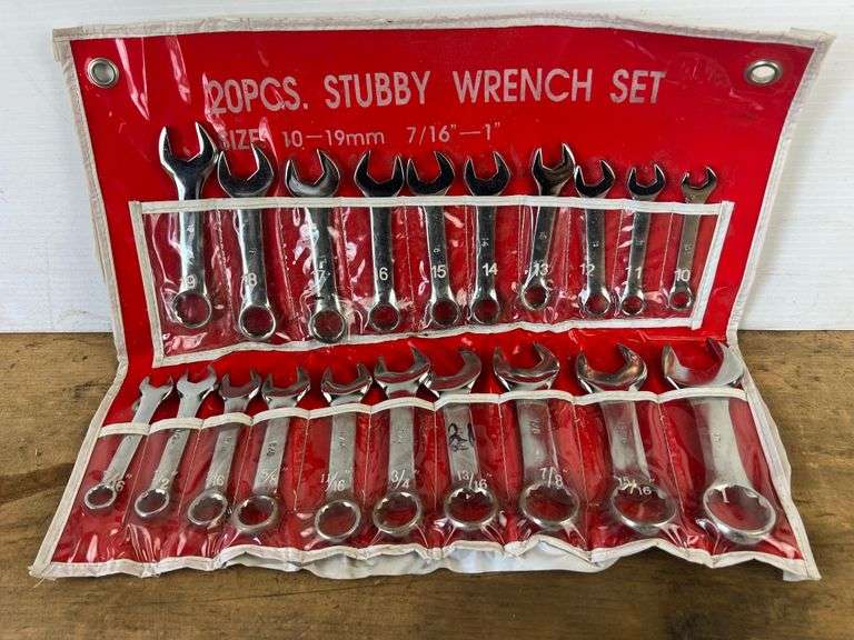 20pc Stubby Wrench Set - 7/16-1" SAE; 10mm-19mm Metric