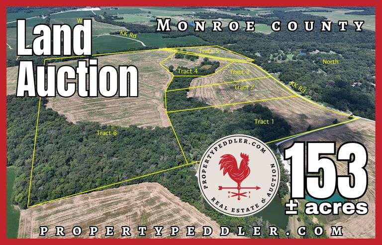 Land Auction – 153± Acres  Offered in 6 Tracts, Monroe County, IL