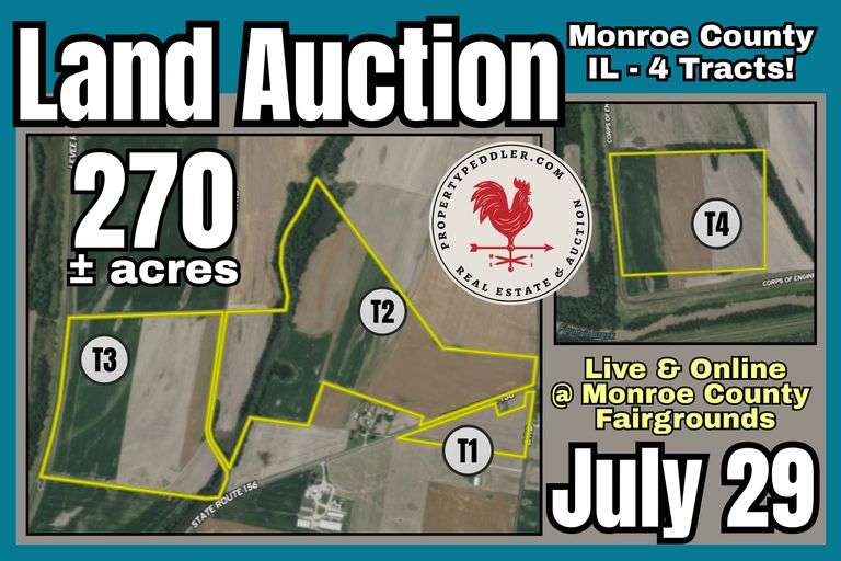 Land Auction 270± Acres – 4 Tracts – Monroe Co, IL 