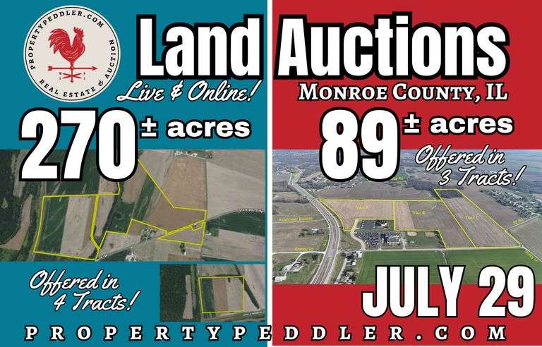 2 in 1 - LAND AUCTION - Monroe County - 270 ± Ac Valmeyer & 89 ± Acres in Columbia